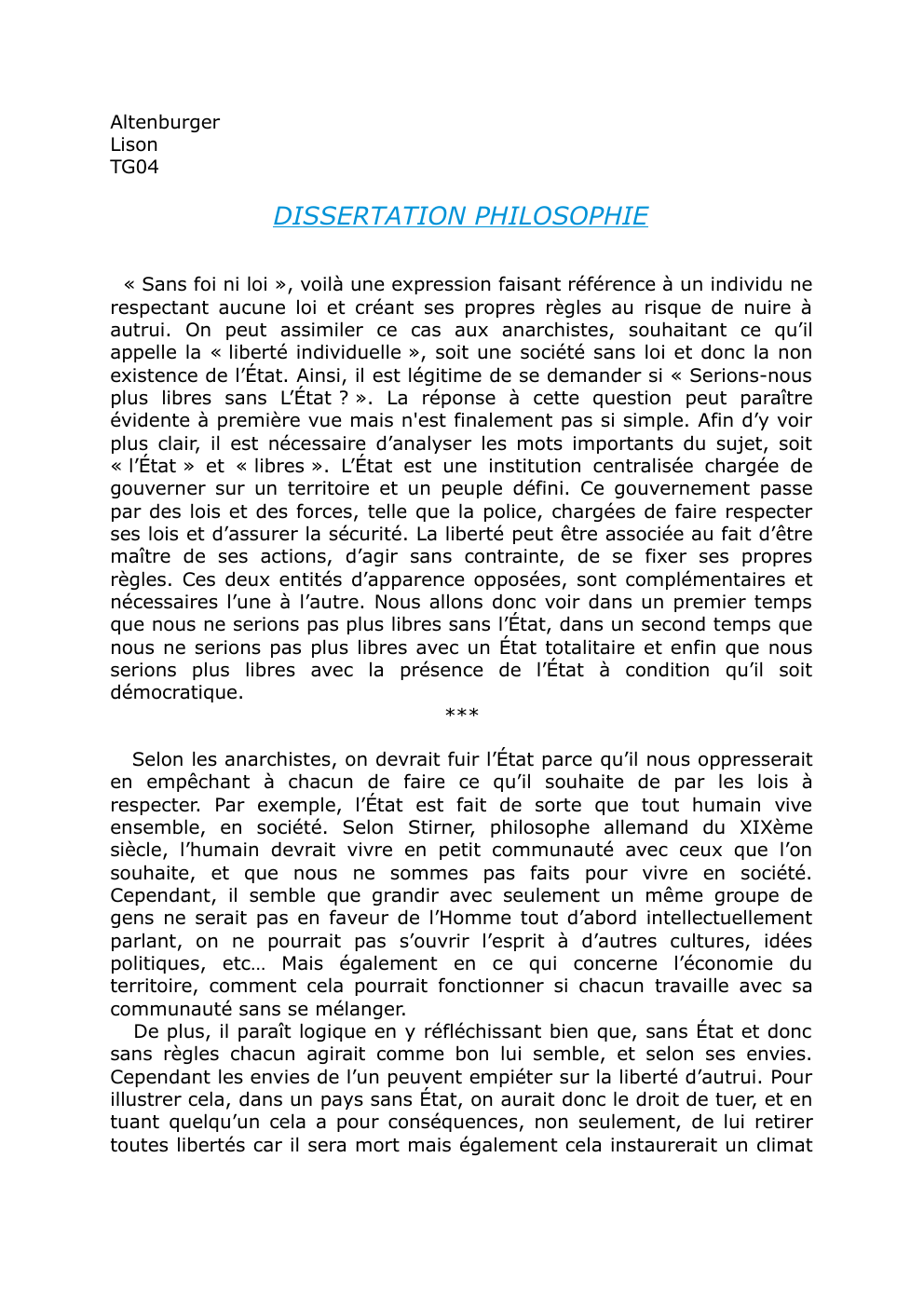 Prévisualisation du document Dissertation L’Etat: plus ou moins libres ?