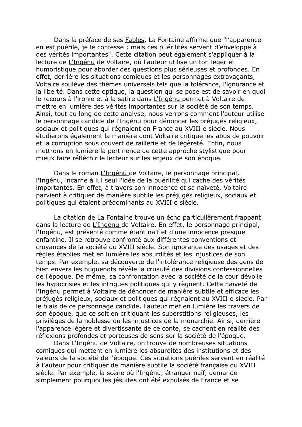 Prévisualisation du document Dissertation L'Ingénu de Voltaire
