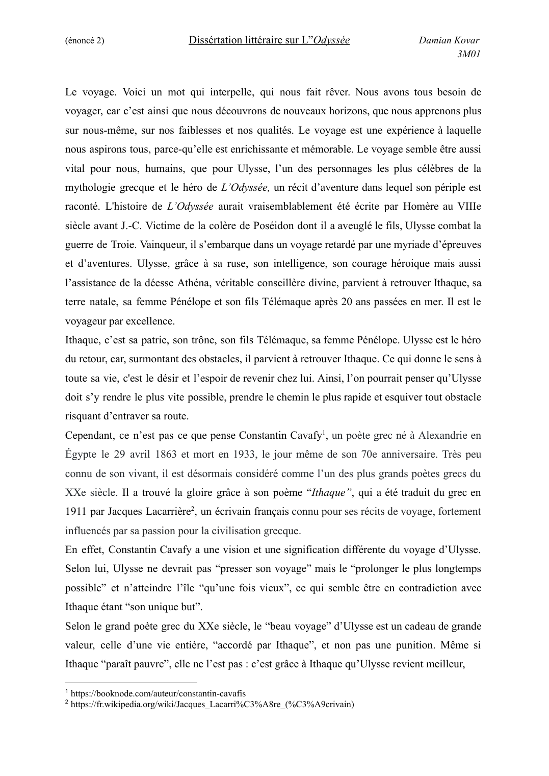 Prévisualisation du document Dissertation littéraire sur L'Odyssée