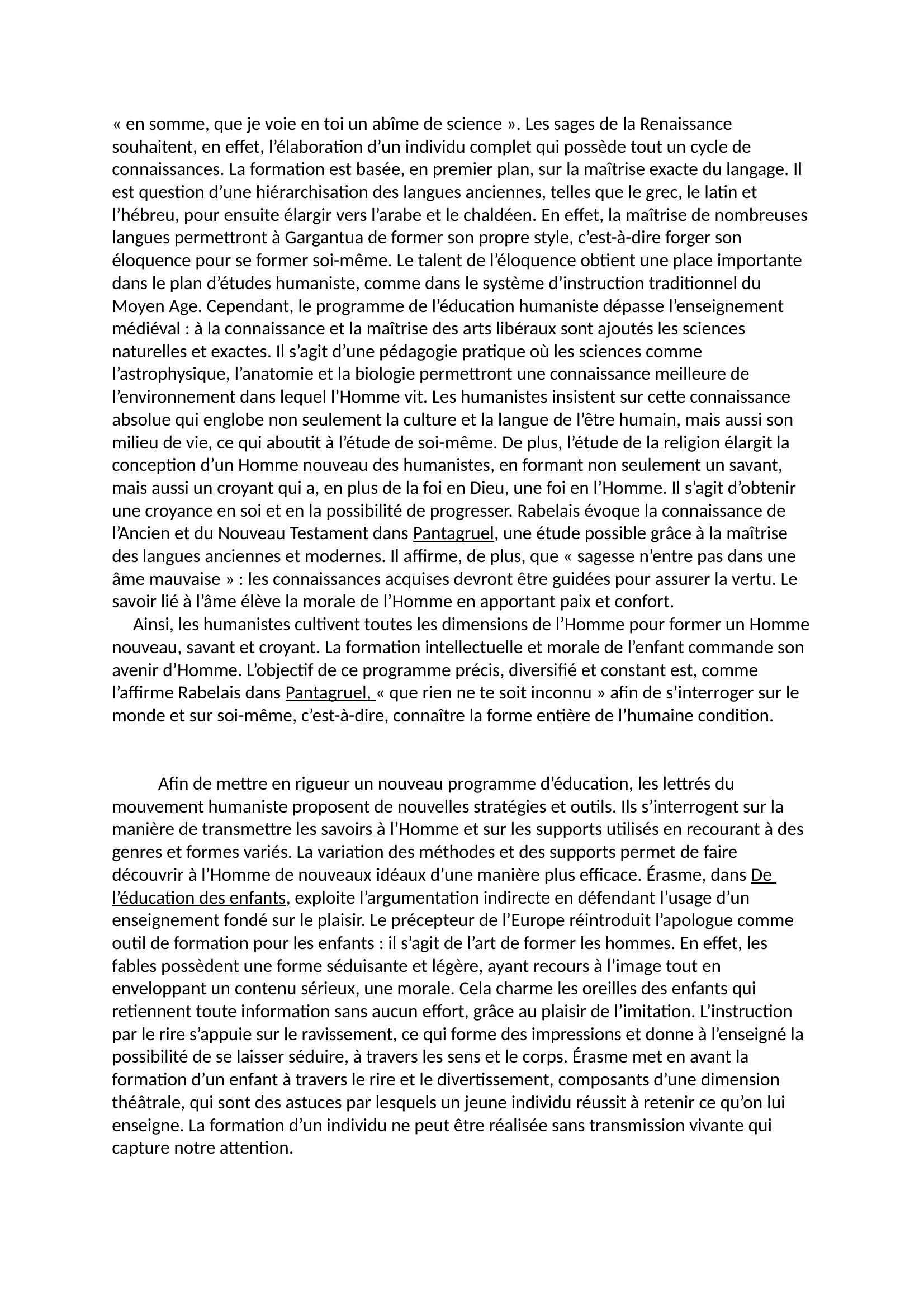 Prévisualisation du document Dissertation Litterature L'education humaniste