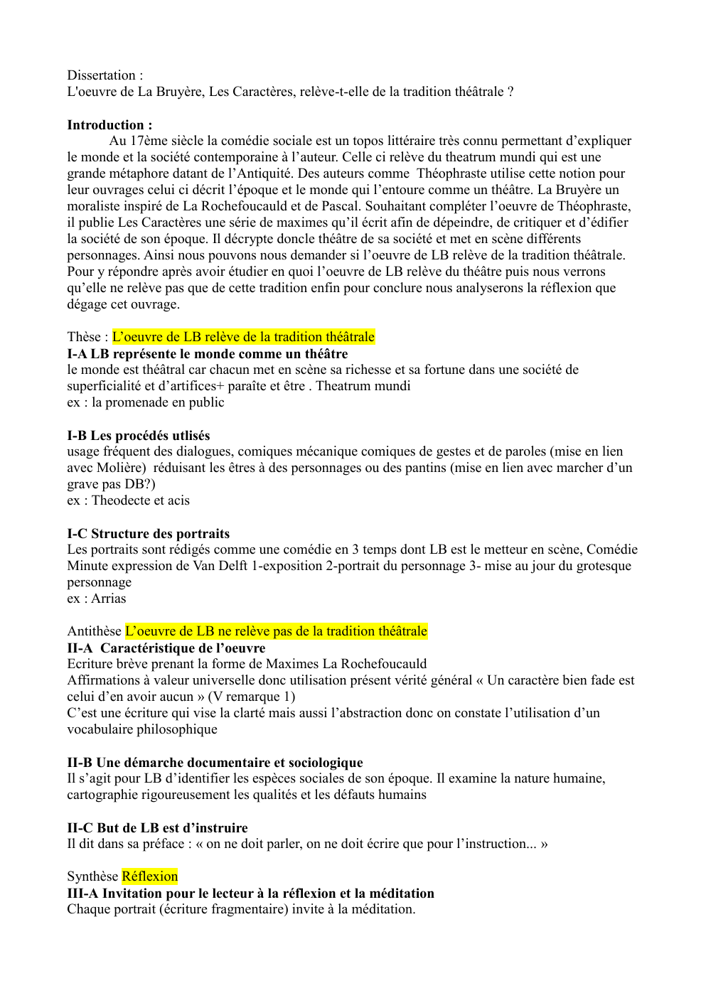 Prévisualisation du document Dissertation : L'oeuvre de La Bruyère, Les Caractères, relève-t-elle de la tradition théâtrale ?