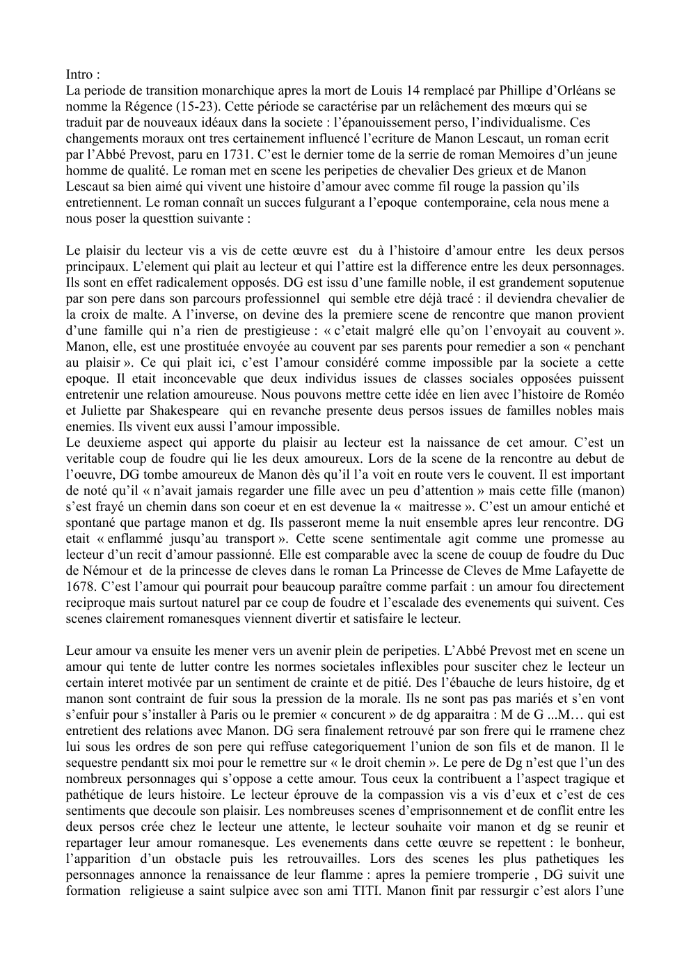 Prévisualisation du document Dissertation Manon Lescaut