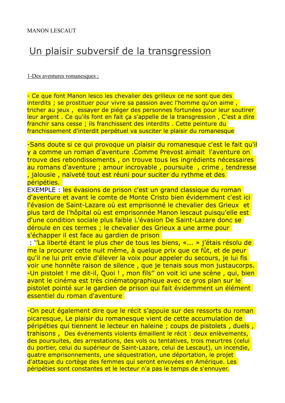 Prévisualisation du document Dissertation Manon Lescaut