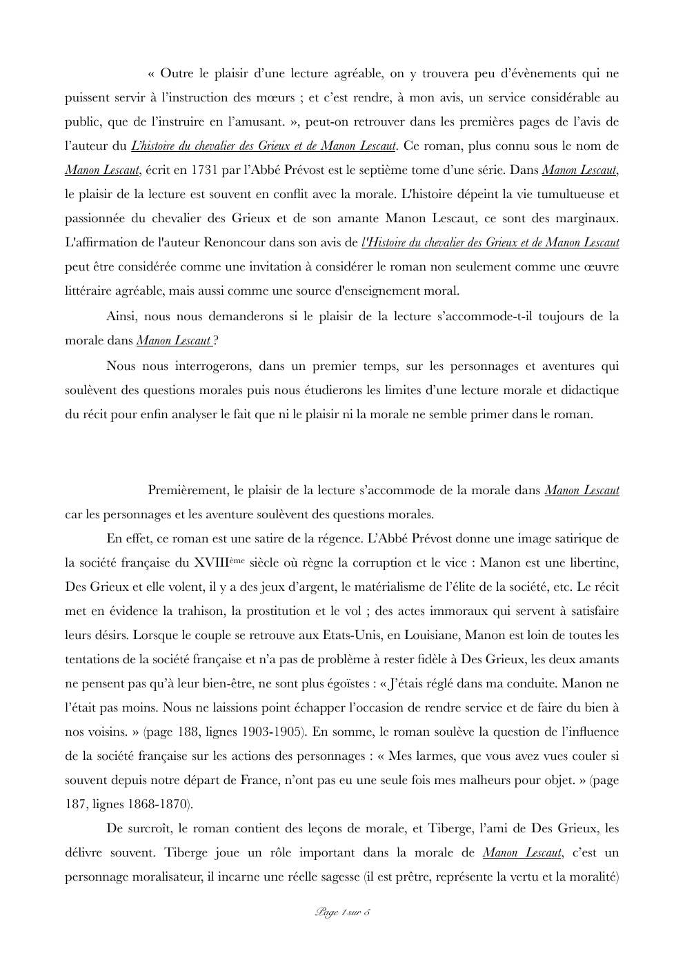 Prévisualisation du document Dissertation manon lescaut l’abbé prévost