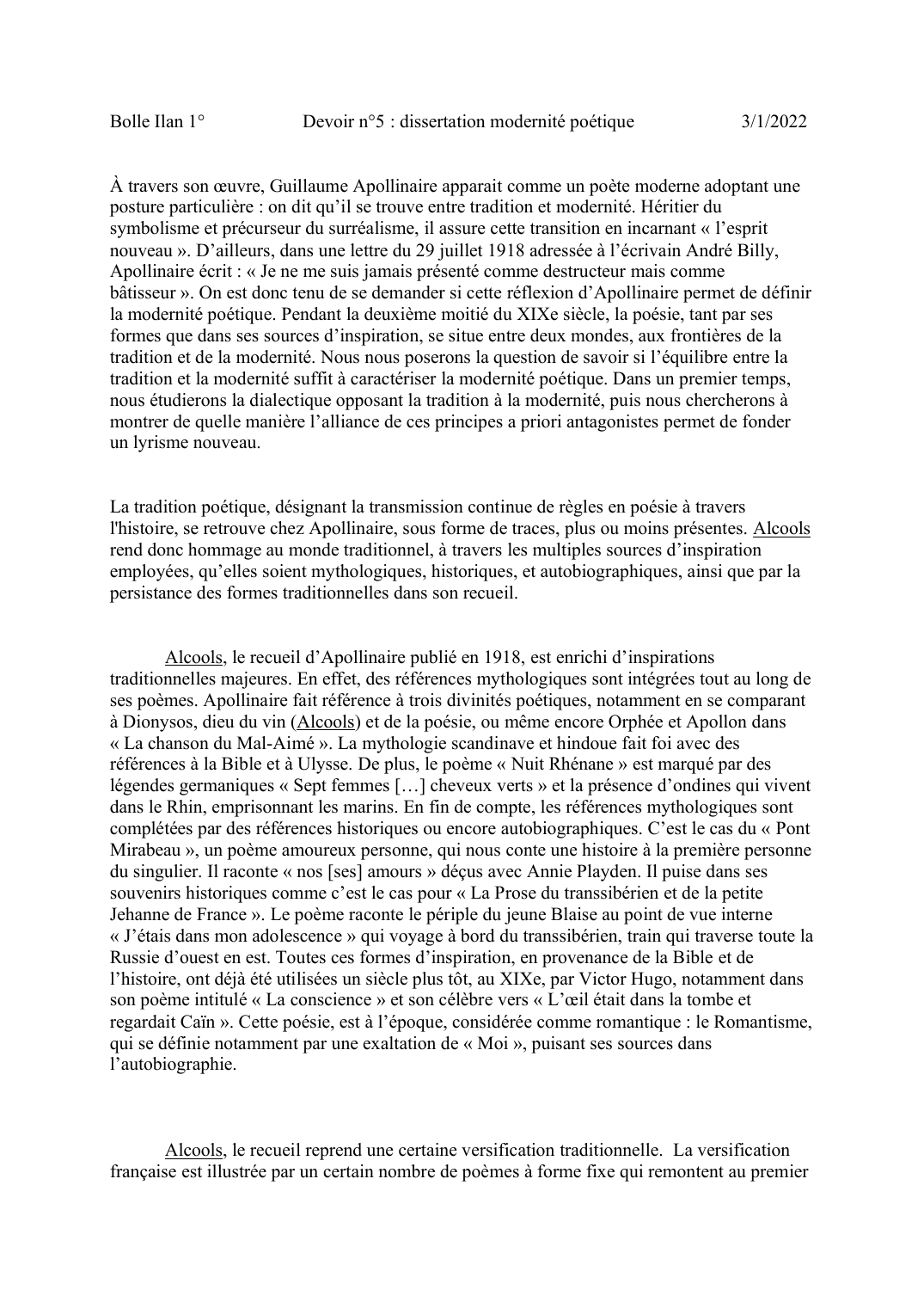 Prévisualisation du document Dissertation modernité poétique Apollinaire
