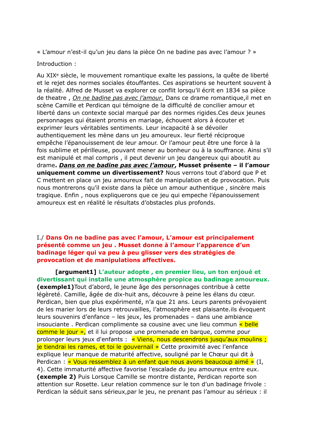 Prévisualisation du document dissertation On ne badine pas avec l'amour « L’amour n’est-il qu’un jeu dans la pièce On ne badine pas avec l’amour ? »