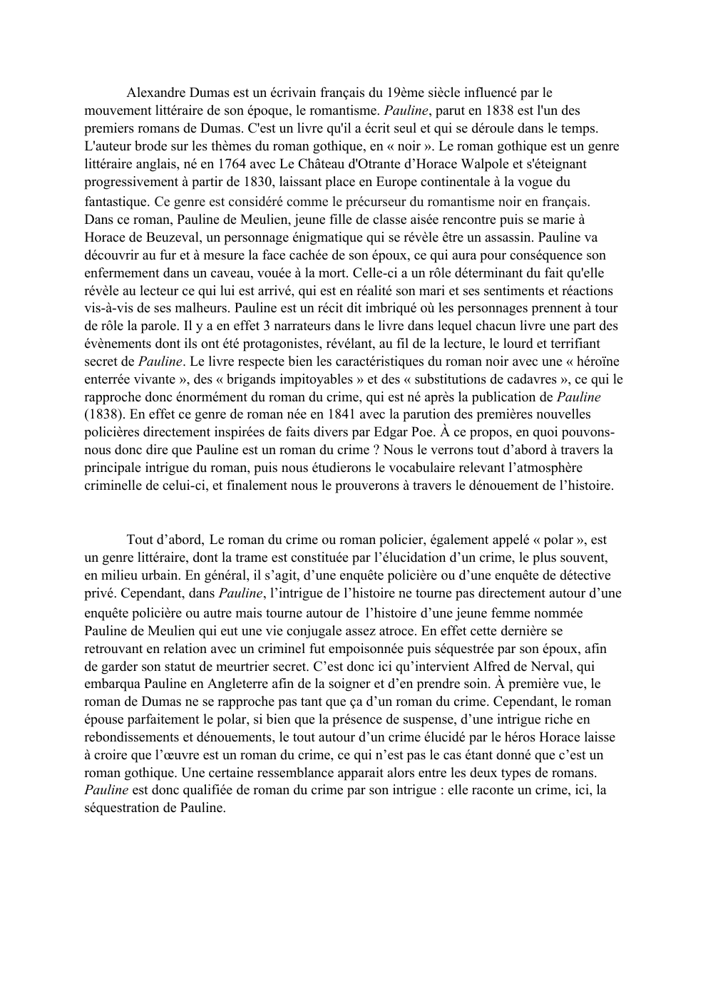 Prévisualisation du document Dissertation Pauline Alexandre Dumas: un roman du crime ?