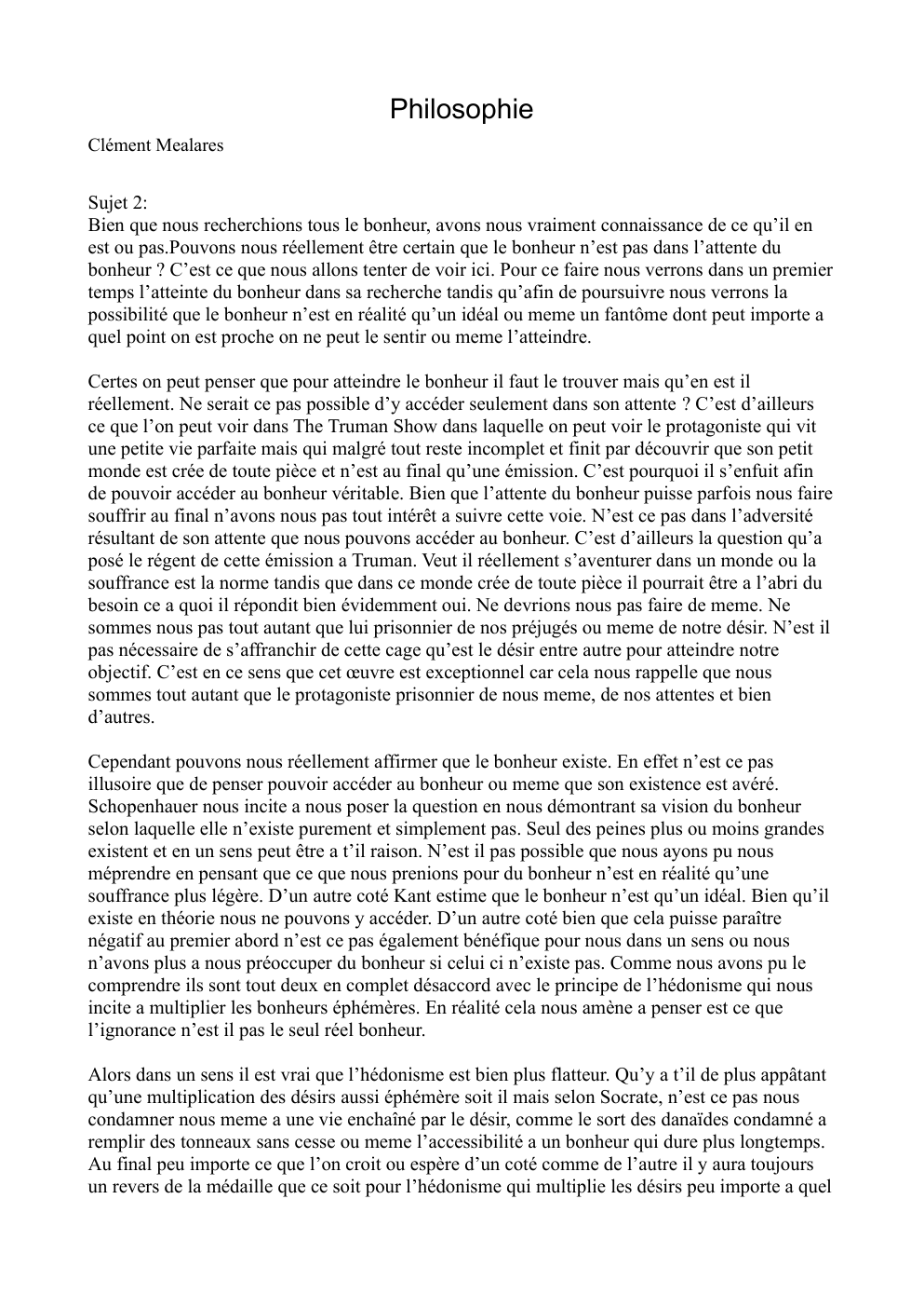 Prévisualisation du document Dissertation philo:  atteindre le bonheur