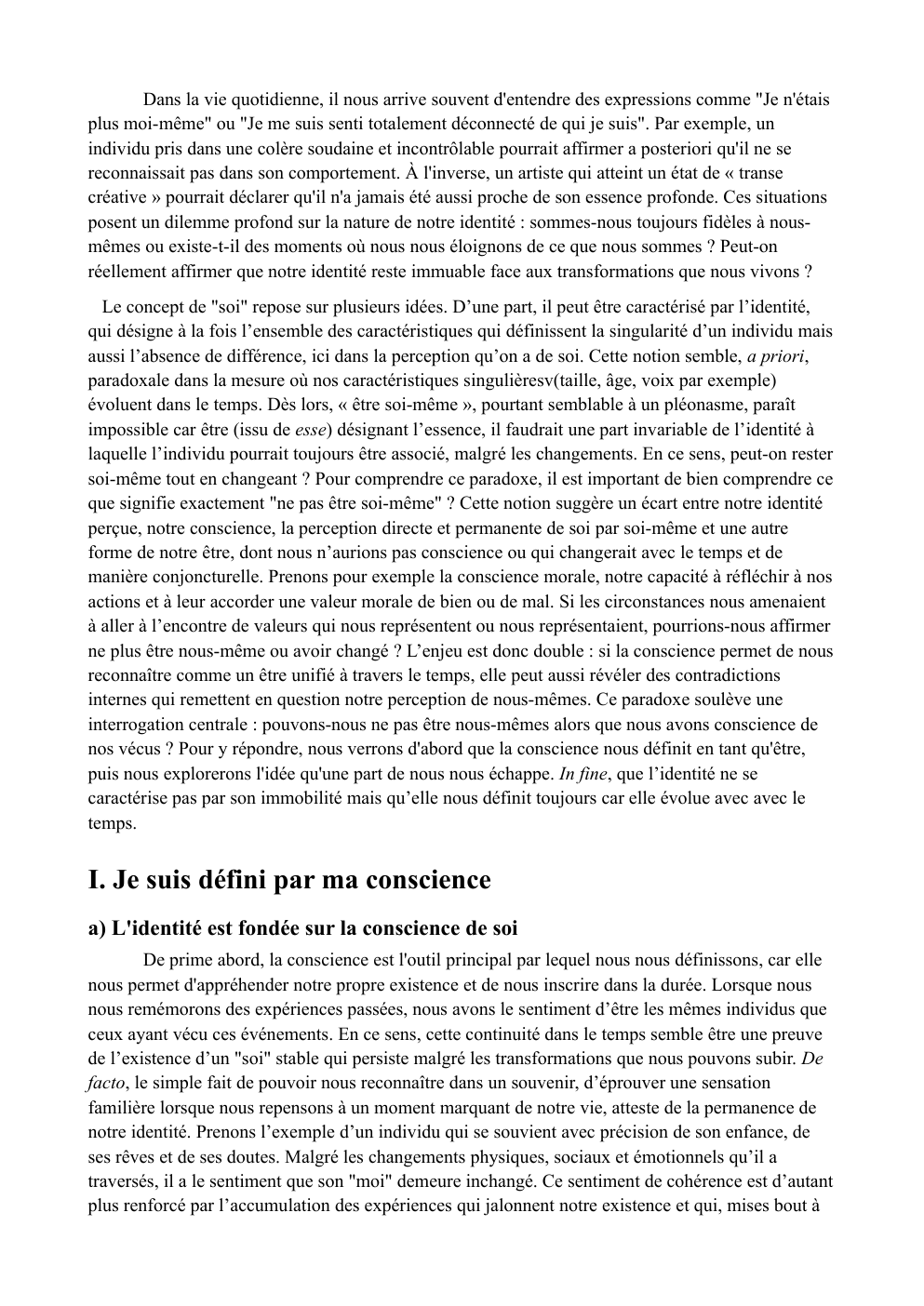 Prévisualisation du document Dissertation philosophie:  Peut-on réellement affirmer que notre identité reste immuable face aux transformations que nous vivons ?