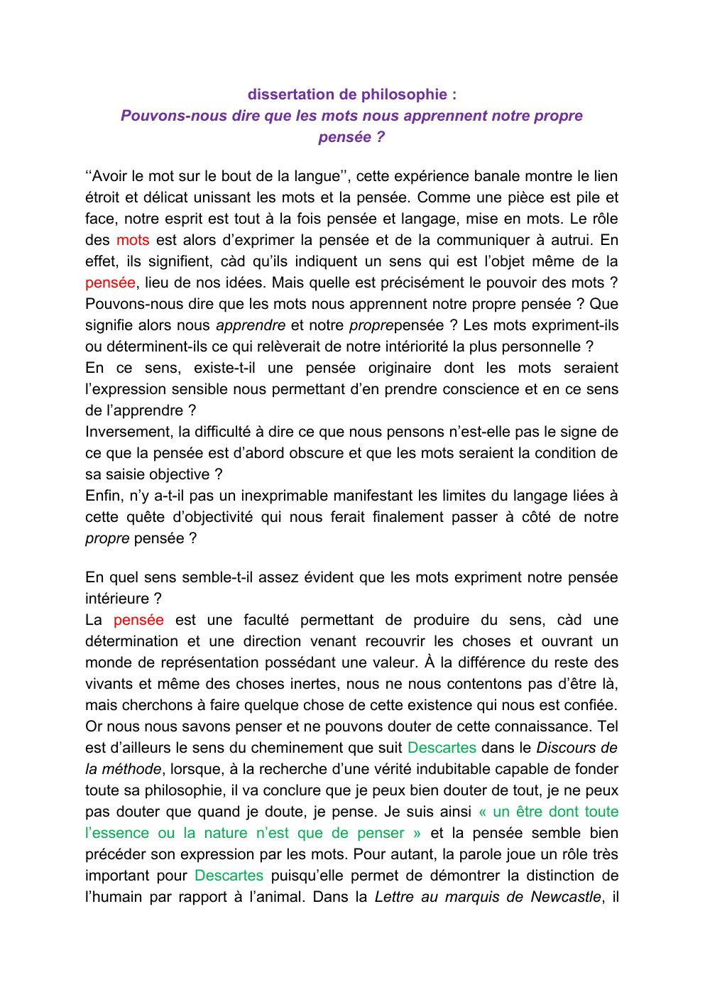 Prévisualisation du document Dissertation : Pouvons-nous dire que les mots nous apprennent notre propre pensée ?