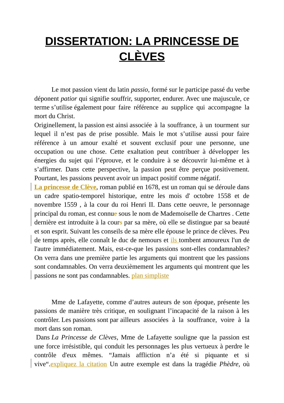 Prévisualisation du document Dissertation Princesse de Clèves
