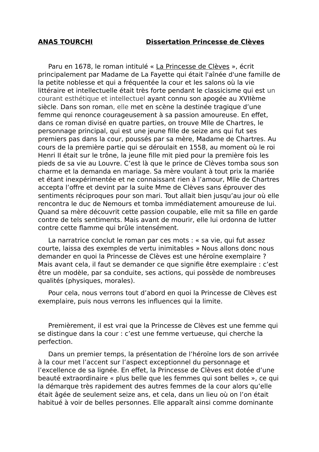 Prévisualisation du document Dissertation Princesse de Clèves: en quoi la Princesse de Clèves est une héroïne exemplaire ?