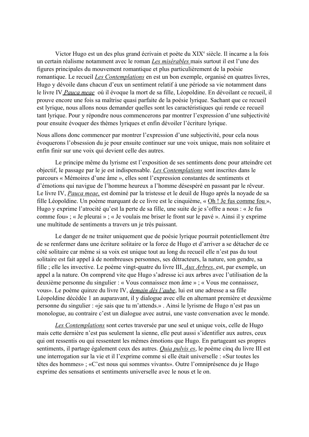 Prévisualisation du document Dissertation : "Quelles sont les marques du lyrisme dans Les Contemplations de Victor Hugo ?"