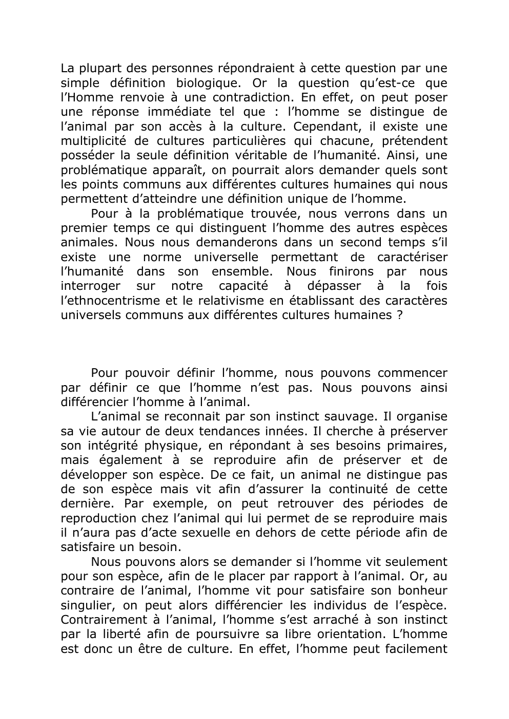 Prévisualisation du document Dissertation Qu’est-ce que l’homme?