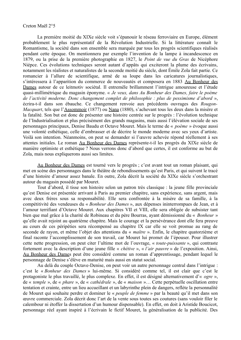 Prévisualisation du document Dissertation sur Au bonheur des dames