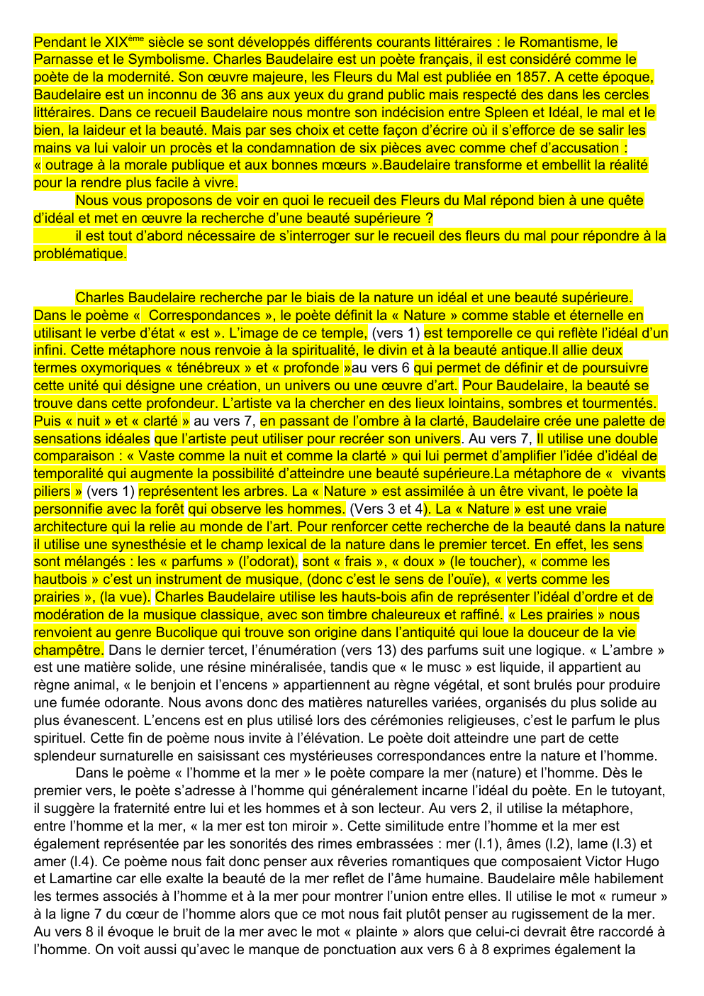 Prévisualisation du document Dissertation sur Baudelaire: Idéal et beauté