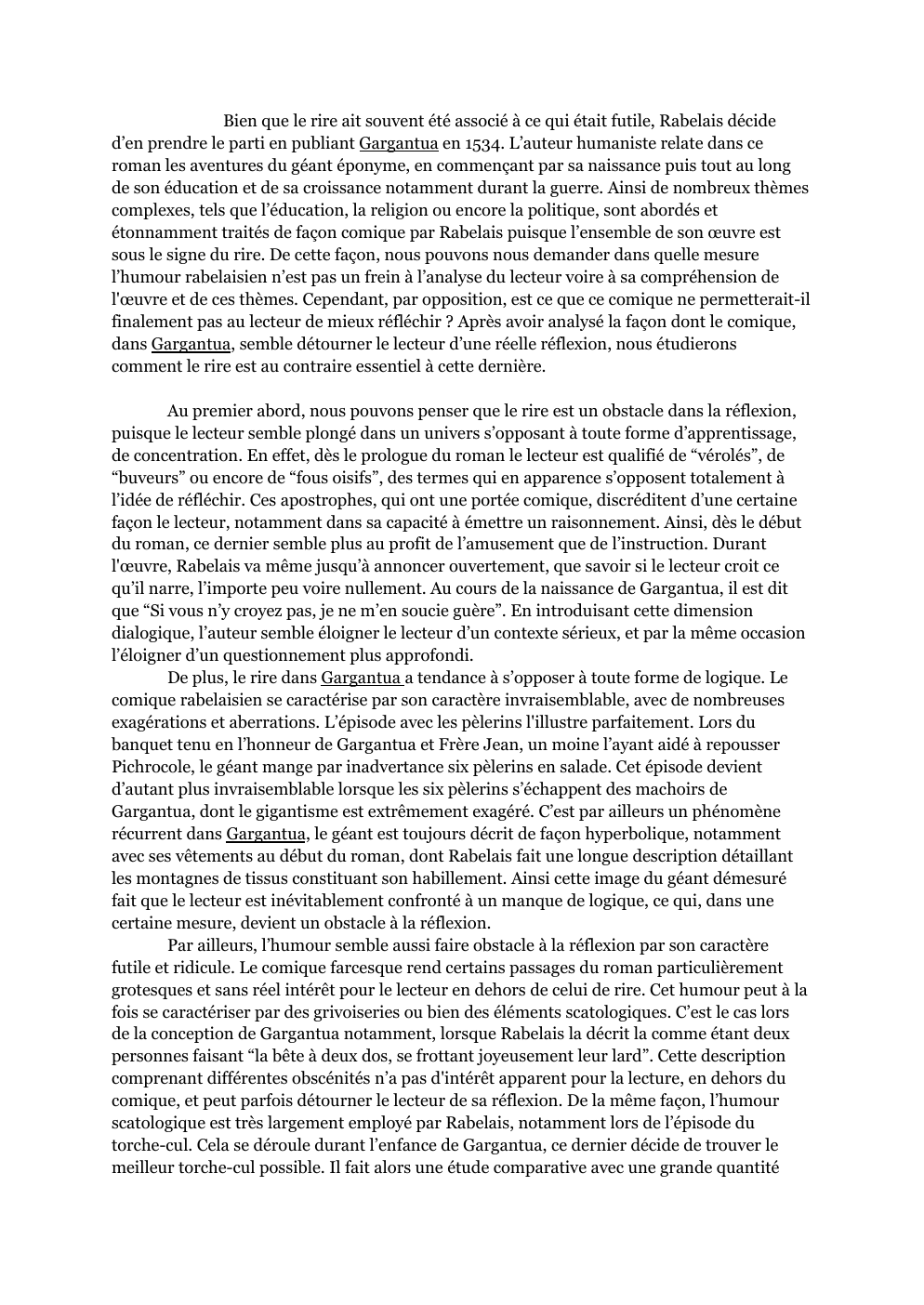 Prévisualisation du document Dissertation sur Gargantua