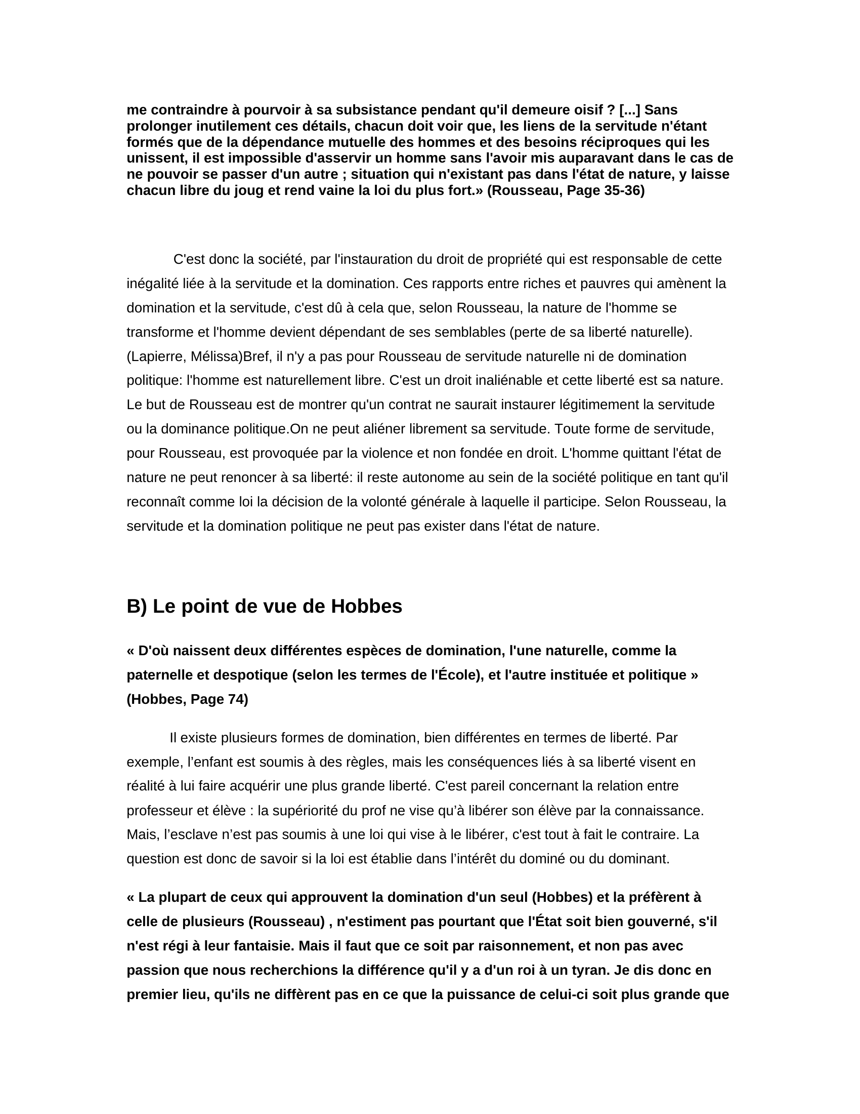 Prévisualisation du document Dissertation sur Hobbes et Rousseau
