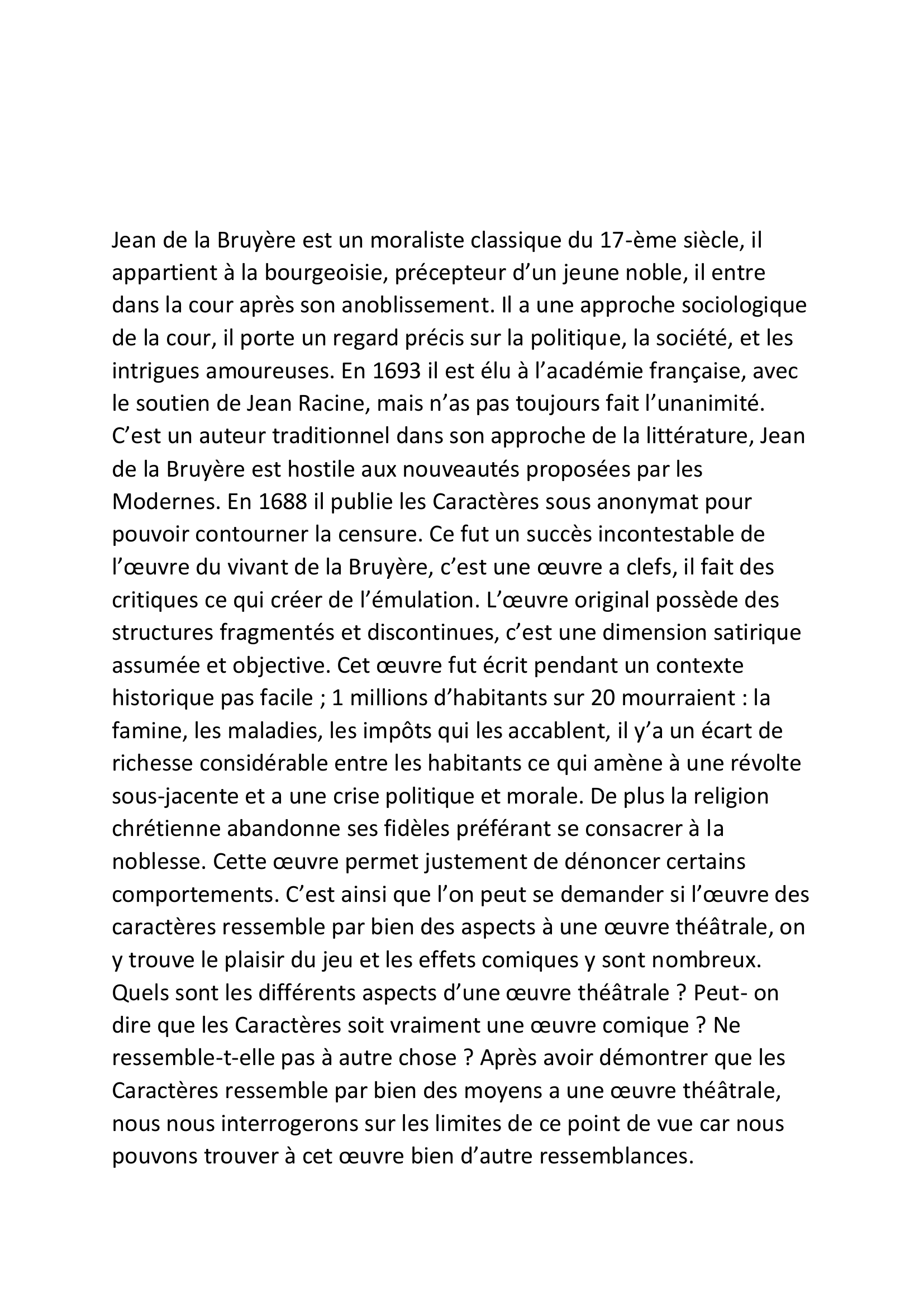Prévisualisation du document dissertation sur la Bruyère