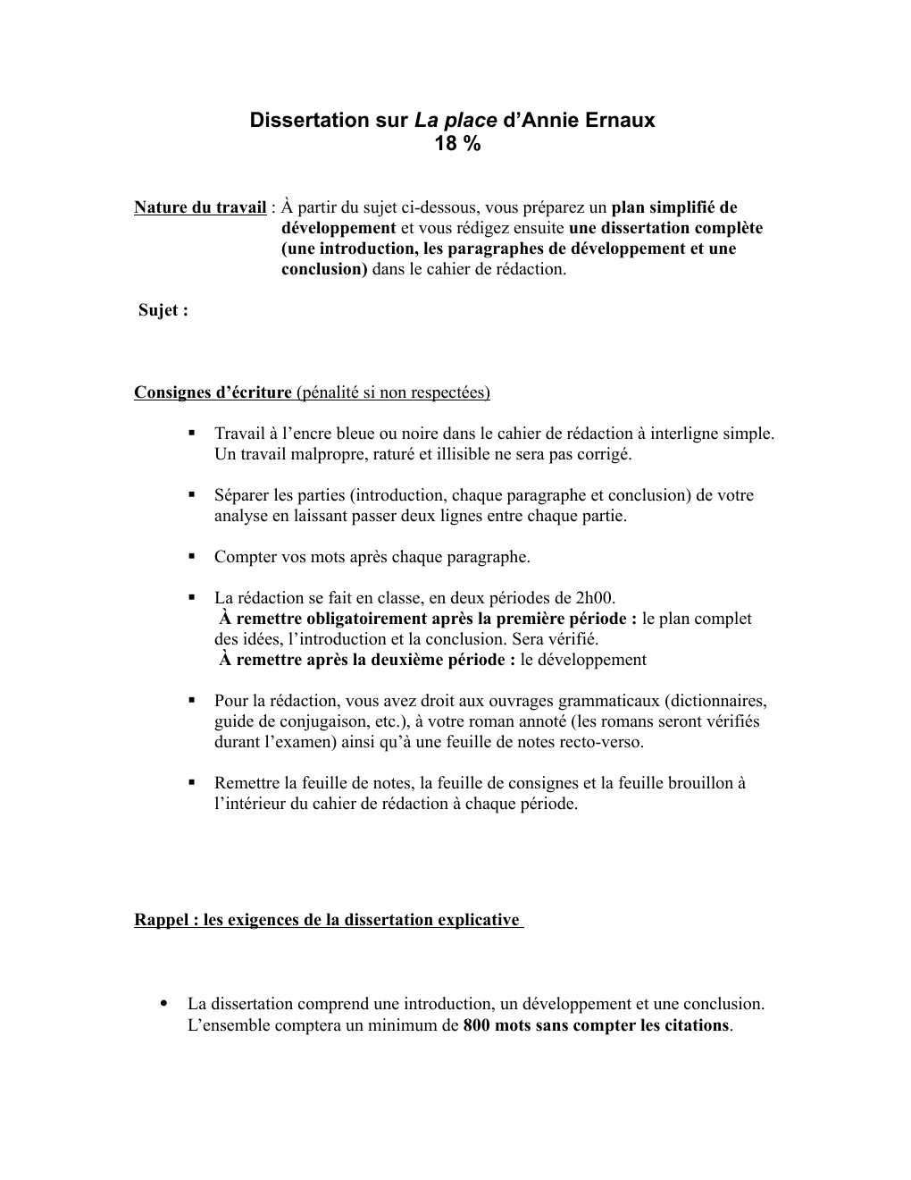 Prévisualisation du document Dissertation sur La place d’Annie Ernaux