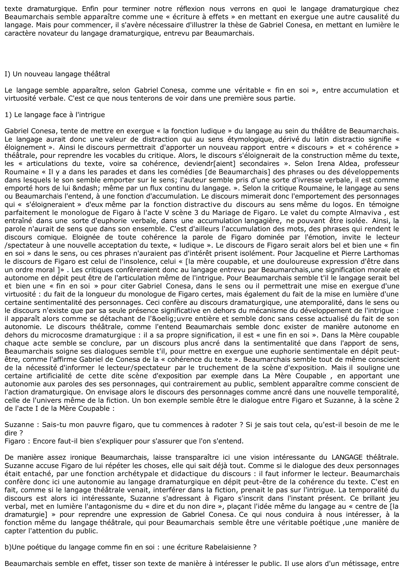 Prévisualisation du document Dissertation sur le langage théâtral chez Beaumarchais (in Le mariage de Figaro, et La Mère Coupable)