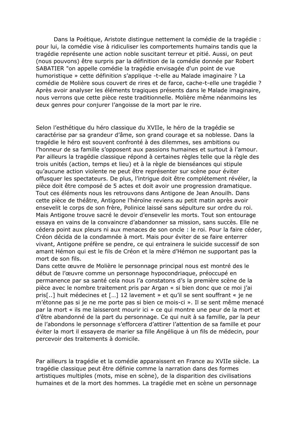 Prévisualisation du document Dissertation sur le Malade Imaginaire: farce et tragédie