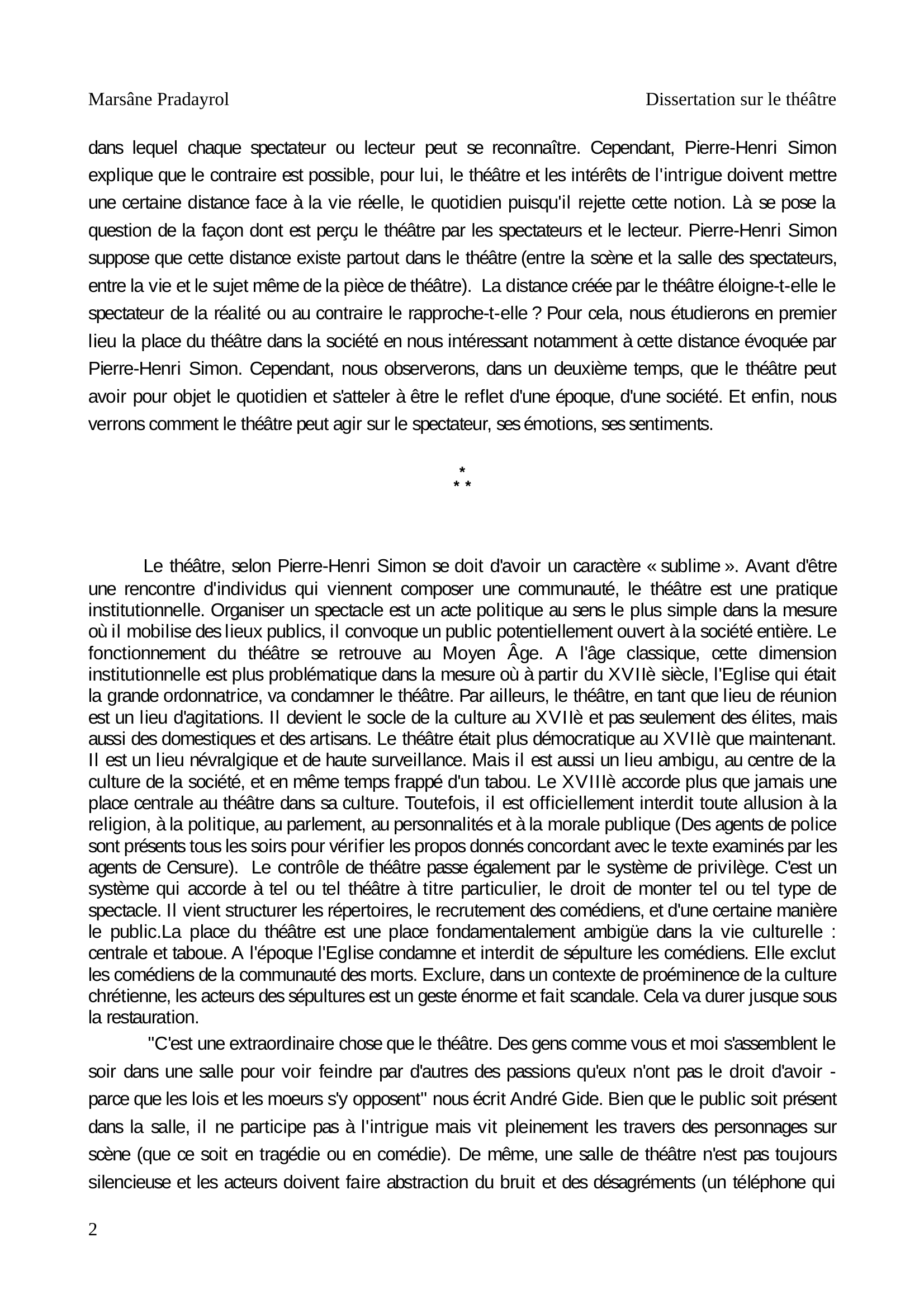 Prévisualisation du document Dissertation sur le Théâtre - Pierre-Henri Simon