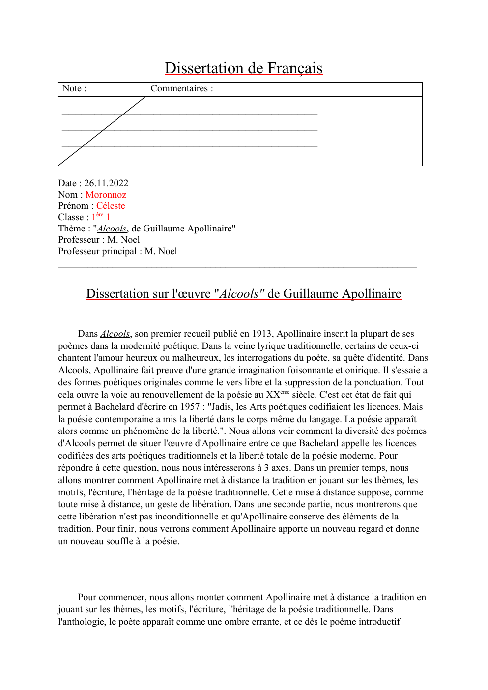 Prévisualisation du document Dissertation sur l'œuvre "Alcools" de Guillaume Apollinaire