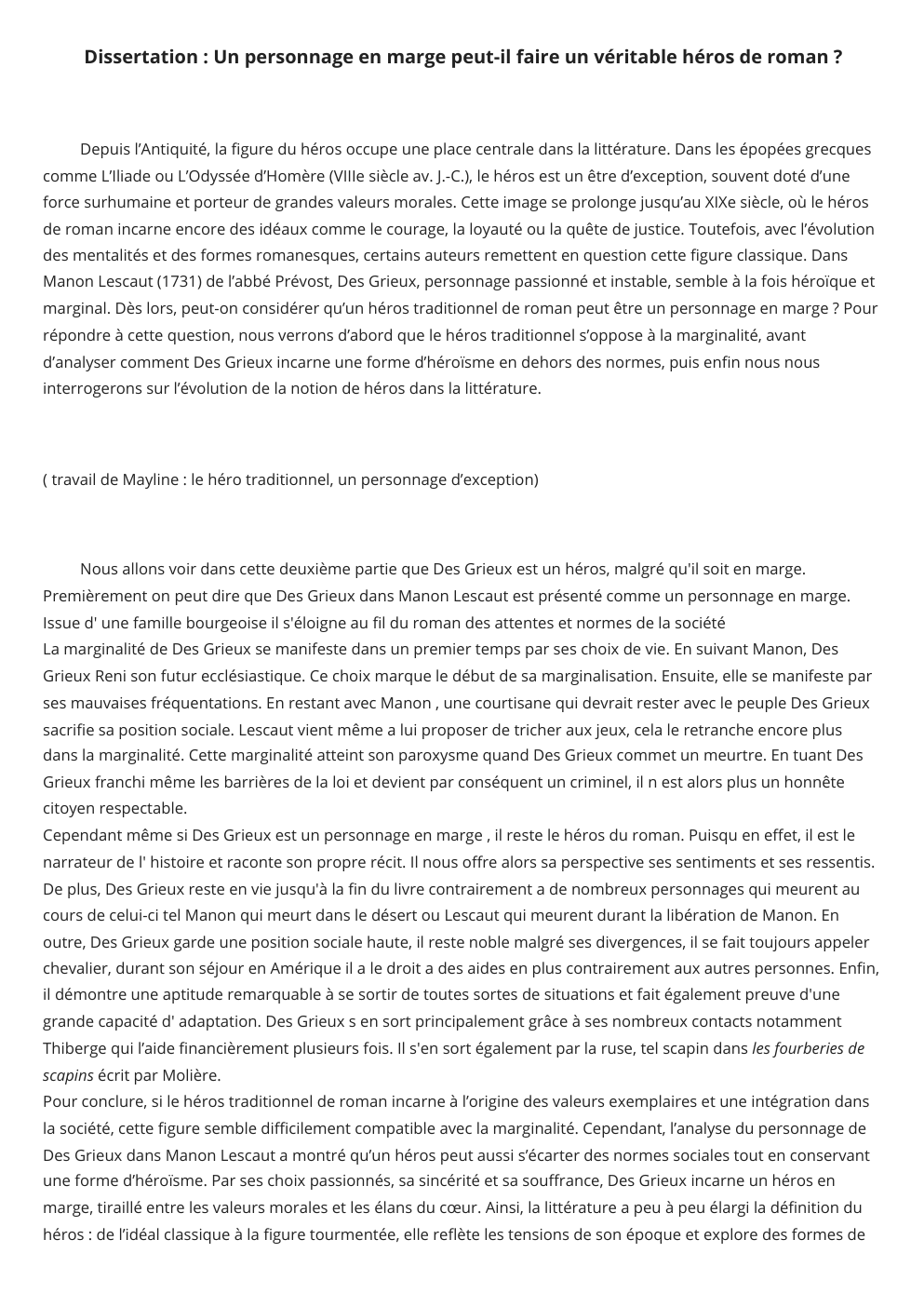 Prévisualisation du document Dissertation : Un personnage en marge peut-il faire un véritable héros de roman ?