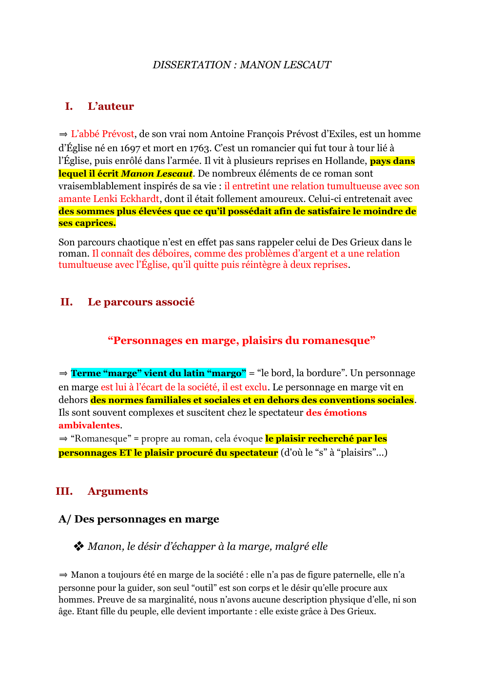 Prévisualisation du document DISSERTATIONS : MANON LESCAUT
