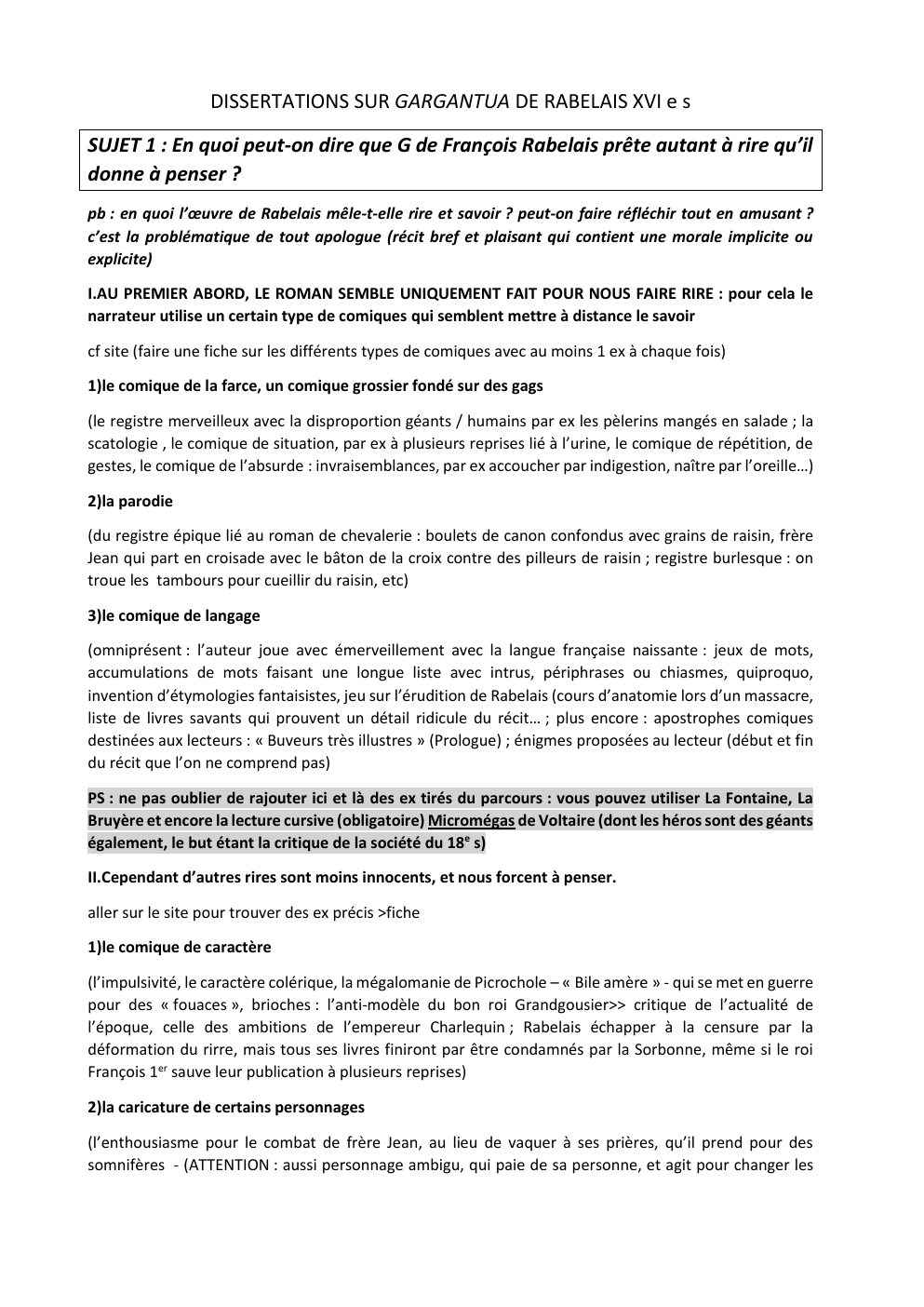 Prévisualisation du document DISSERTATIONS SUR GARGANTUA DE RABELAIS