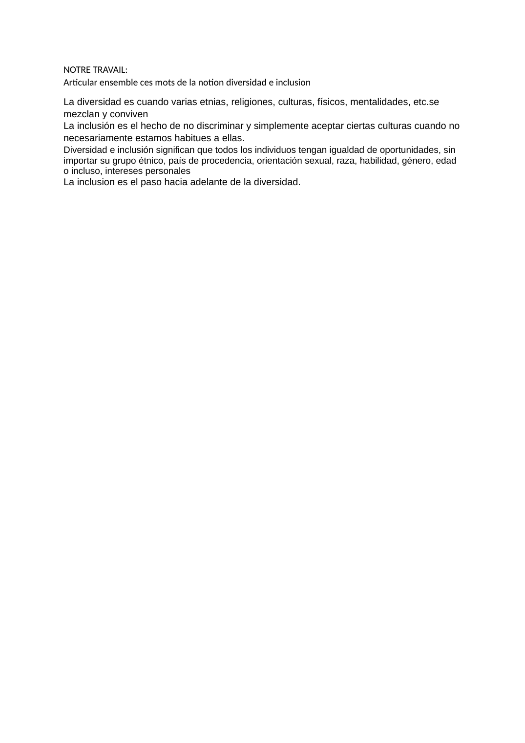Prévisualisation du document Diversidad y inclusion espagnol bac synthese