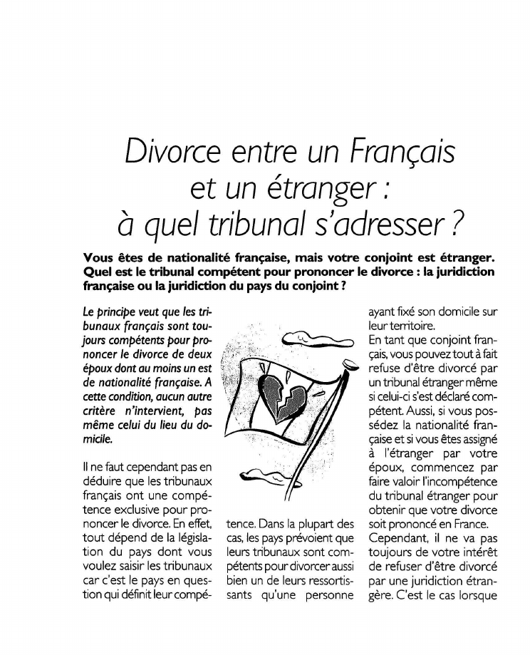 Prévisualisation du document Divorce entre un Françaiset un etranger:à quel tribunal s'adresser ?