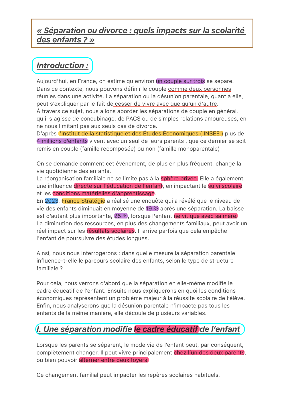 Prévisualisation du document divorce impact sur la scolarité de l’enfant