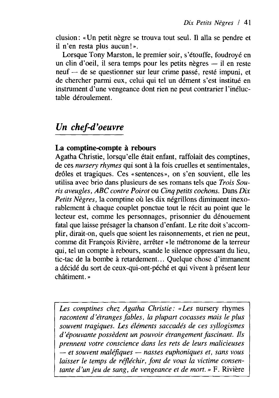 Prévisualisation du document Dix Petits Nègres 1940 Agatha Christie (1890-1976)