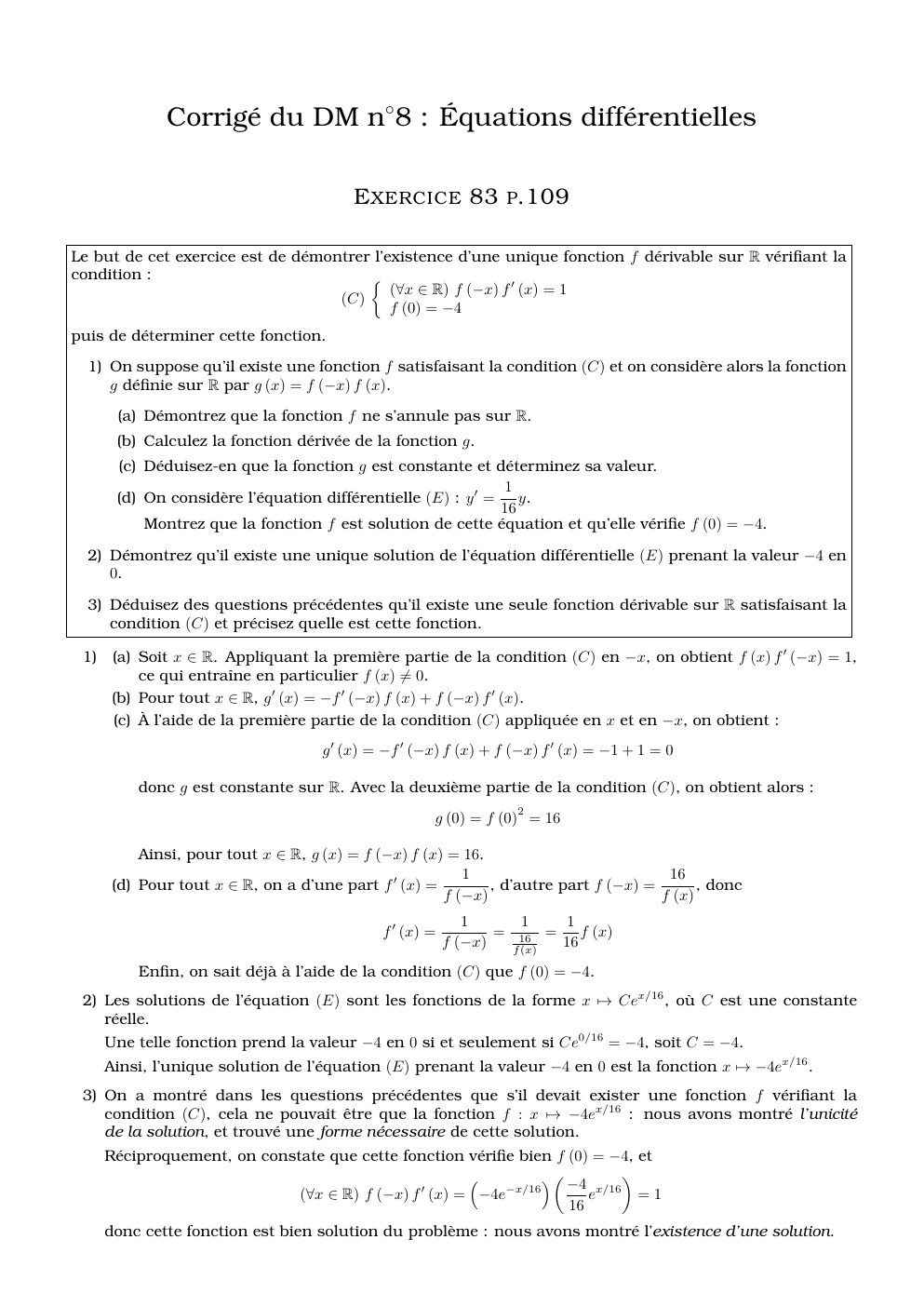 Prévisualisation du document DM de maths sur les équations différentielles