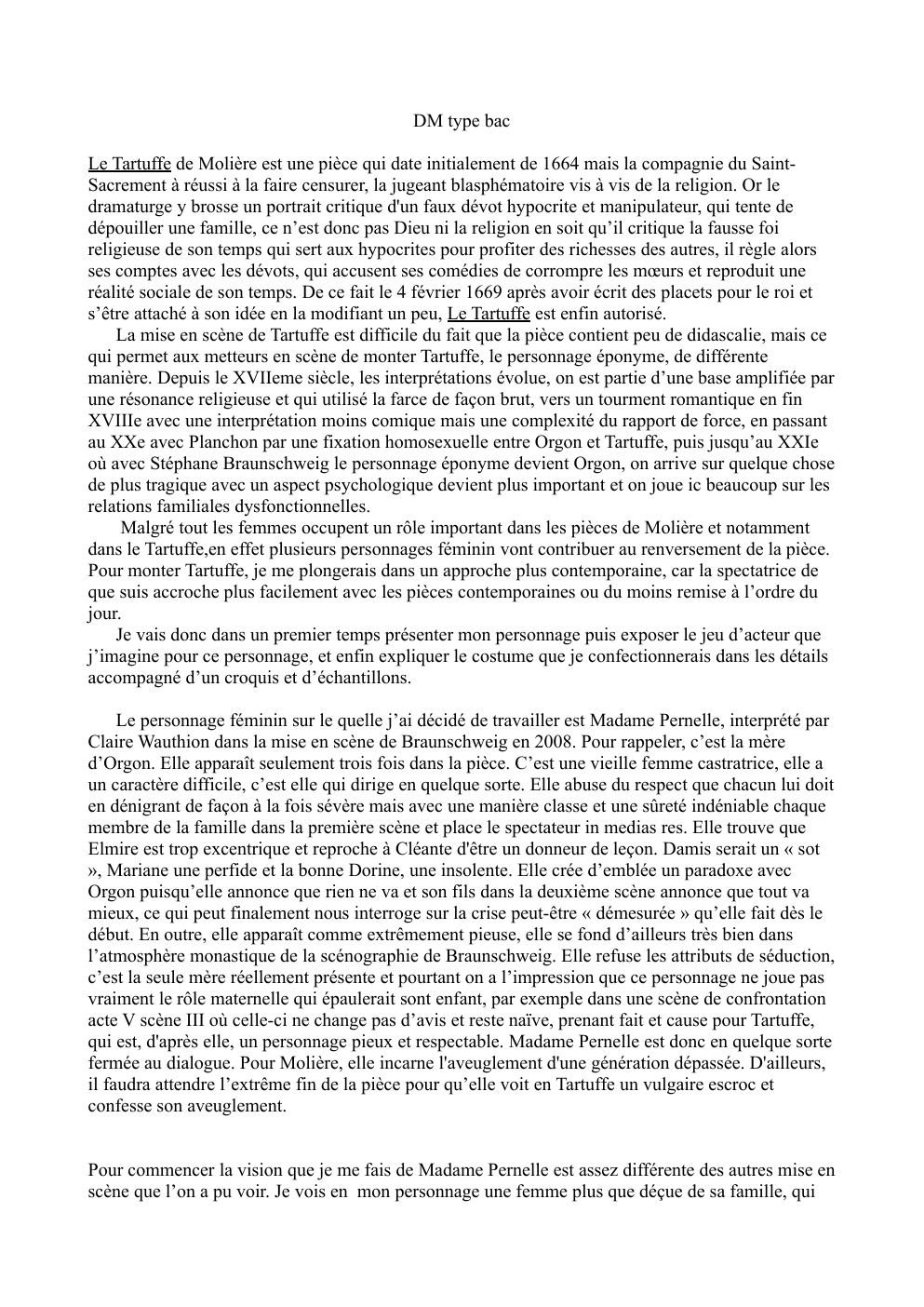 Prévisualisation du document Dm de spé théâtre: Tartuffe de Molière