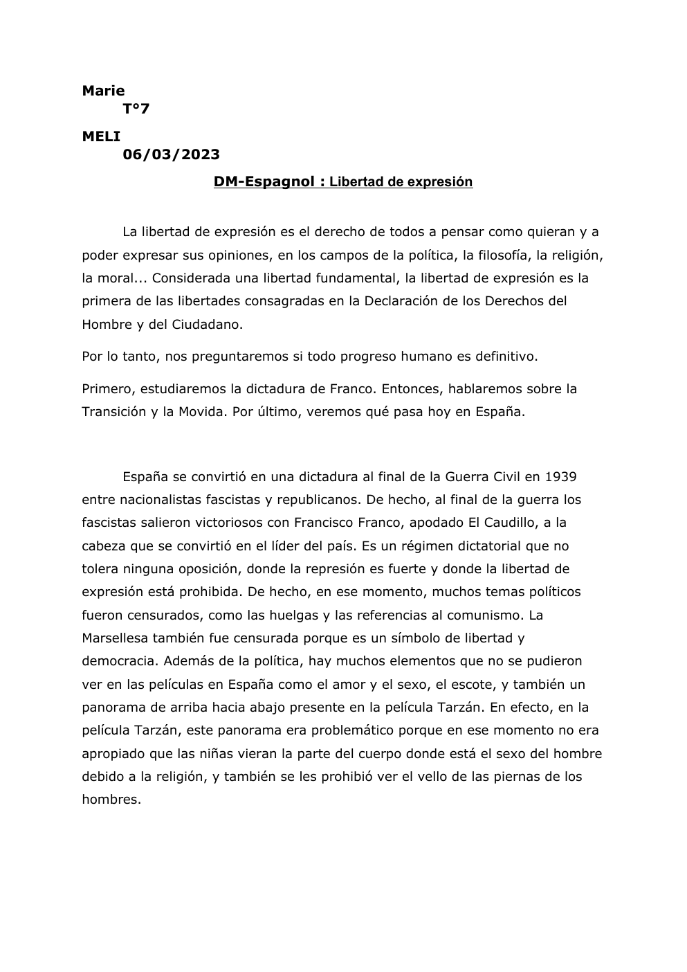 Prévisualisation du document DM-Espagnol : Libertad de expresión