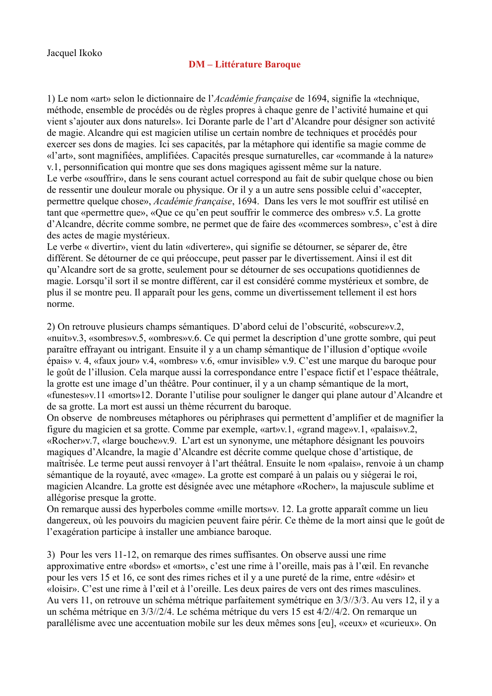 Prévisualisation du document DM – Littérature Baroque