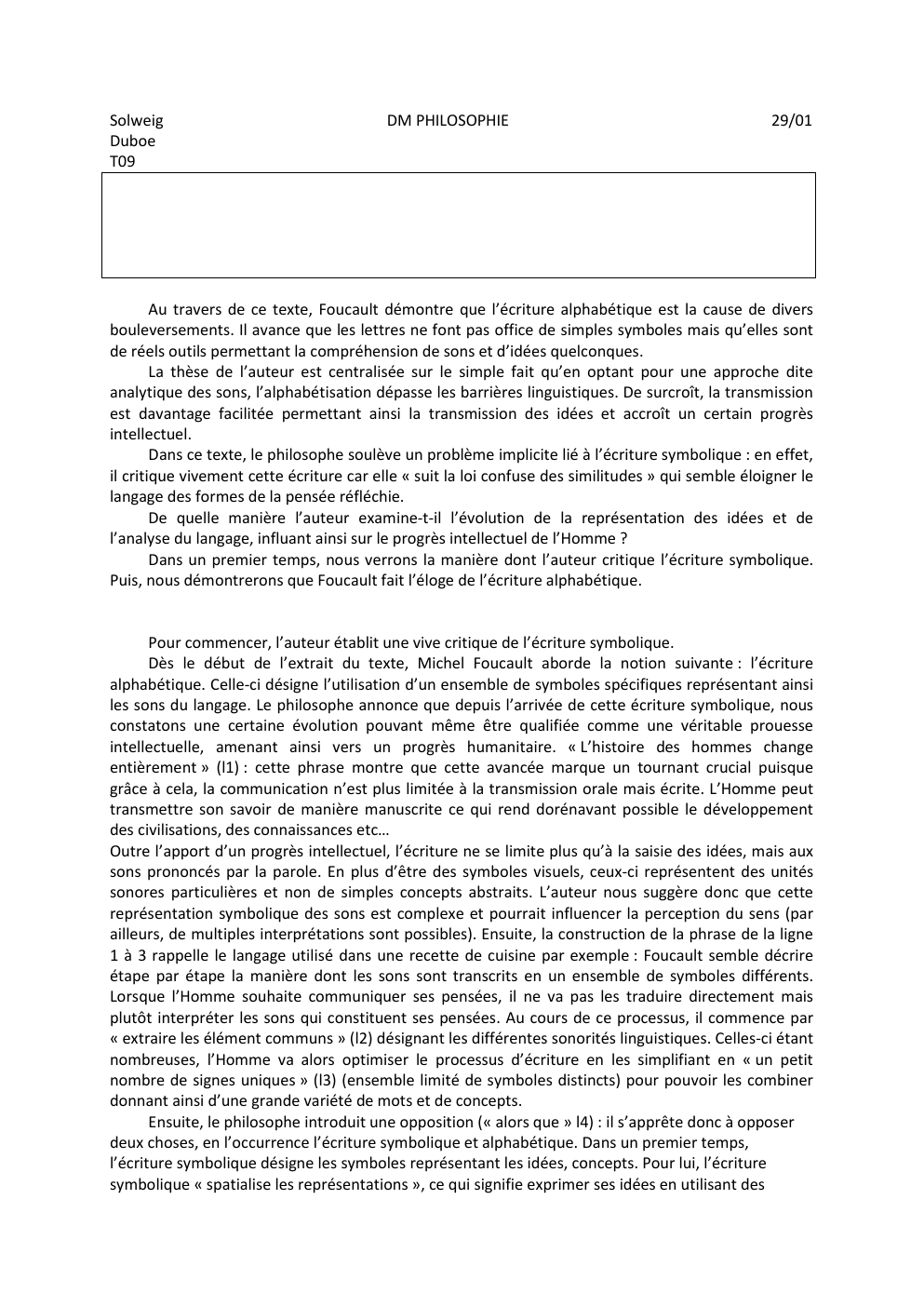 Prévisualisation du document DM philosophie Foucault  l’écriture alphabétique