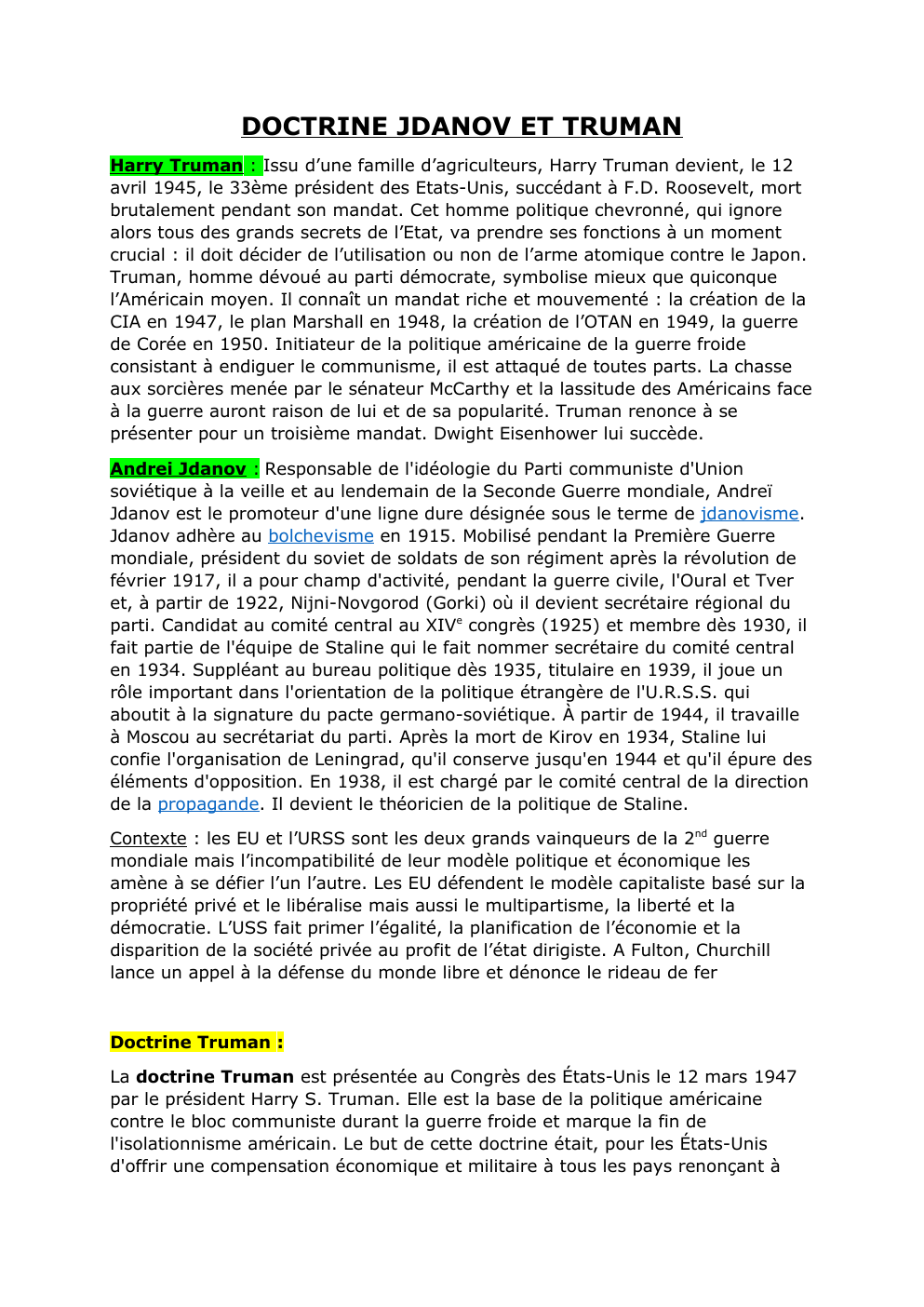 Prévisualisation du document Doctrine jdanov et truman