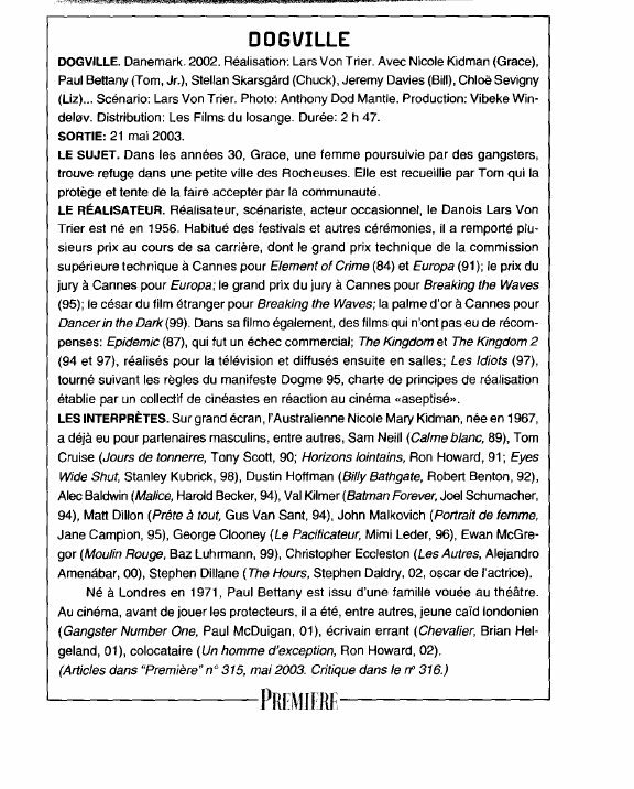 Prévisualisation du document DOGVILLE