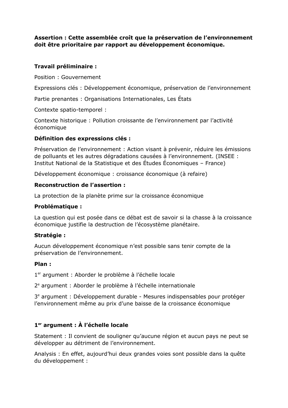 Prévisualisation du document Doit - on prioriser l'ecologie vis-à-vis de l'environnement?