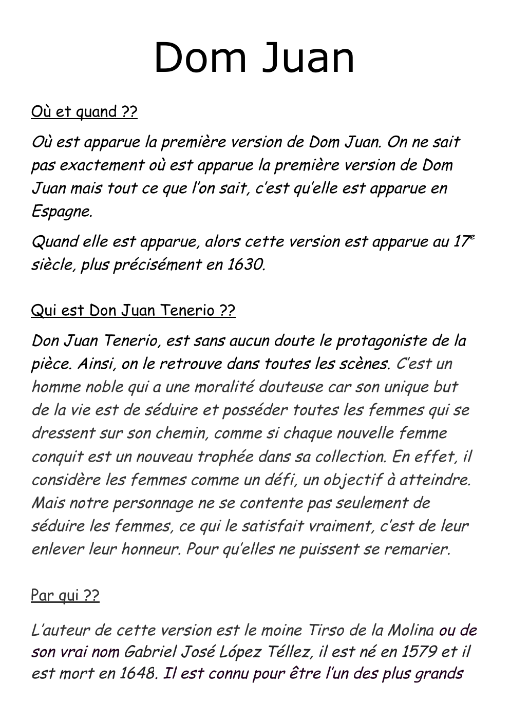 Prévisualisation du document dom juan dans la littérature