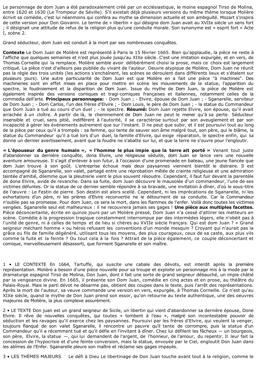Prévisualisation du document Dom Juan de Molière (Résumé & Analyse)