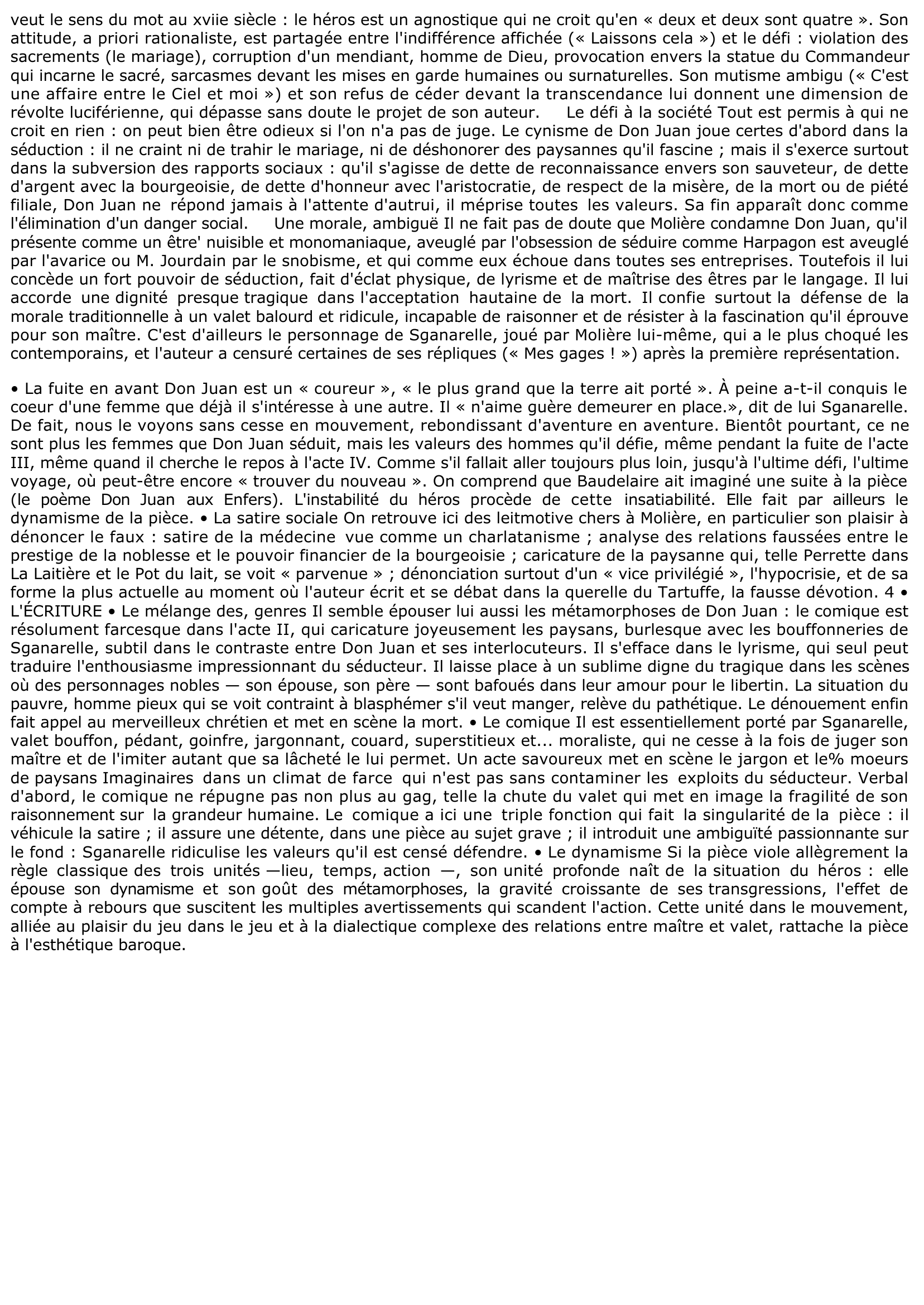 Prévisualisation du document 	Dom Juan de Molière (Résumé & Analyse)