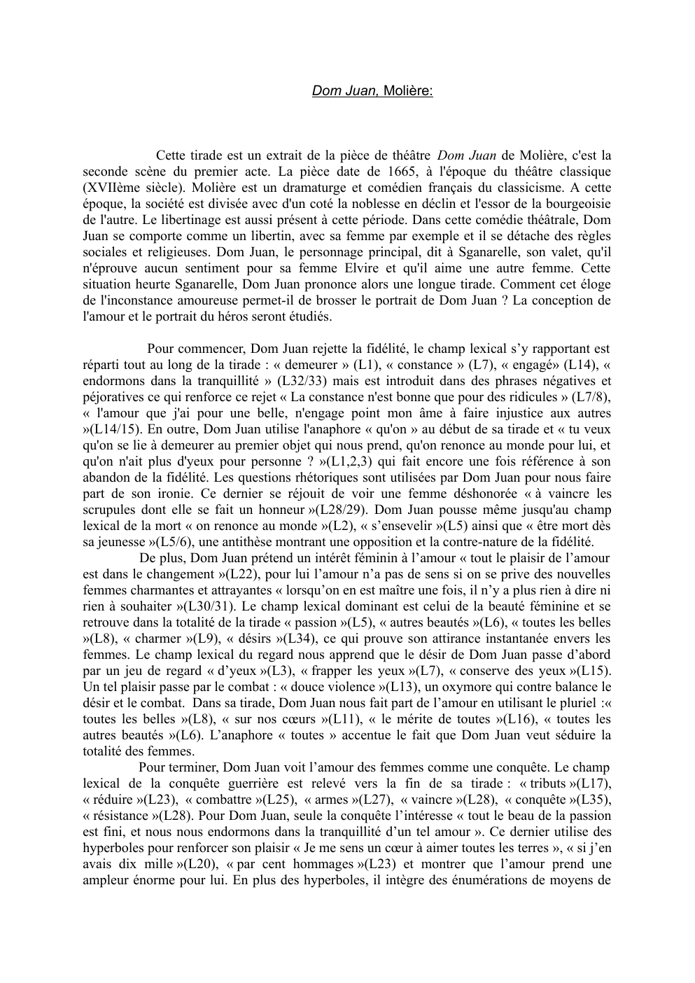 Prévisualisation du document Dom Juan de Molière, seconde scène du premier acte