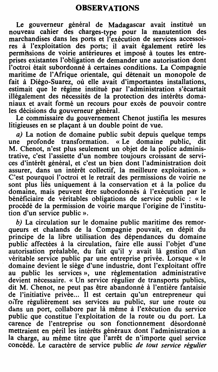 Prévisualisation du document DOMAINE PUBLIC ET SERVICE PUBLIC C.E. 5 mai 1944, COMPAGNIE MARITIME DE L'AFRIQUE ORIENTALE