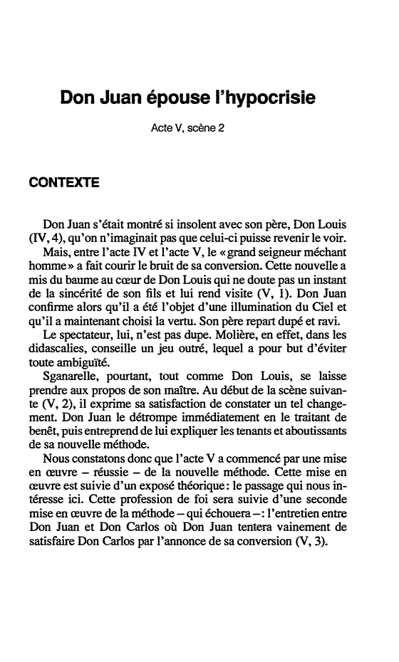 Prévisualisation du document Don Juan épouse l'hypocrisie
Acte V, scène 2 - Dom Juan de Molière