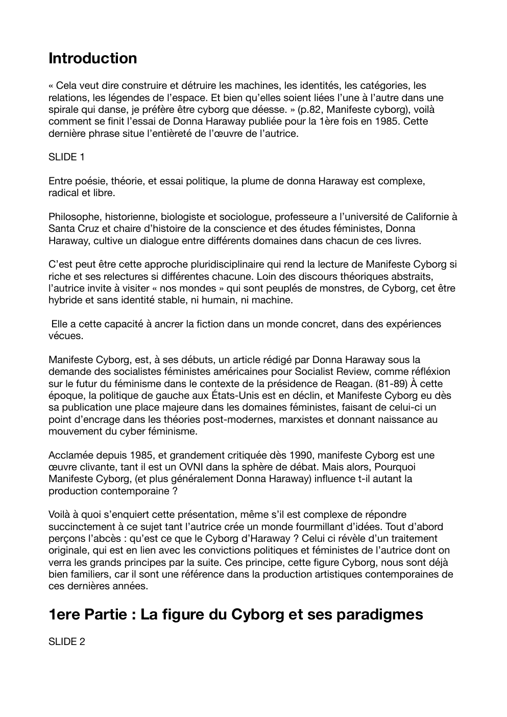 Prévisualisation du document Donna Haraway,  résumé et explication de Manifeste Cyborg